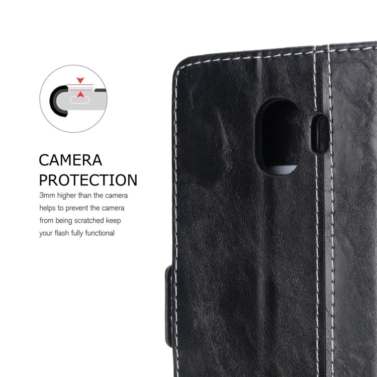 For Galaxy J4 (2018) Retro Texture Contrast Color Splicing Horizontal Flip TPU + PU Leather Case with Card Slots & Holder & Wallet