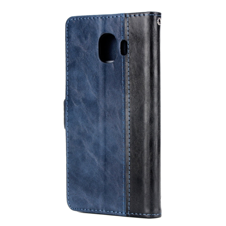 For Galaxy J4 (2018) Retro Texture Contrast Color Splicing Horizontal Flip TPU + PU Leather Case with Card Slots & Holder & Wallet