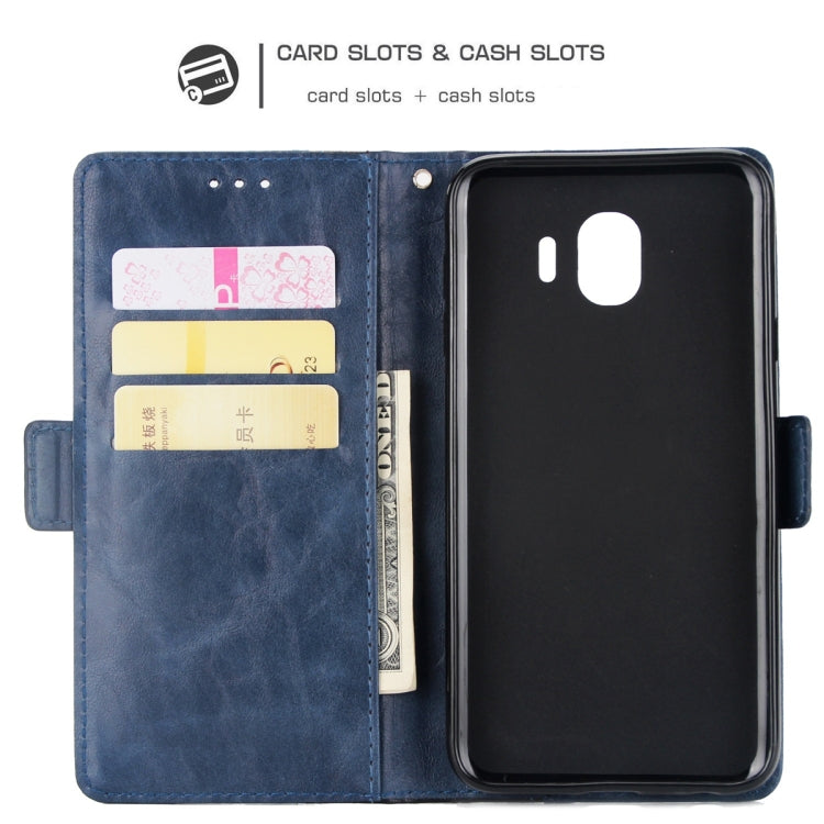 For Galaxy J4 (2018) Retro Texture Contrast Color Splicing Horizontal Flip TPU + PU Leather Case with Card Slots & Holder & Wallet