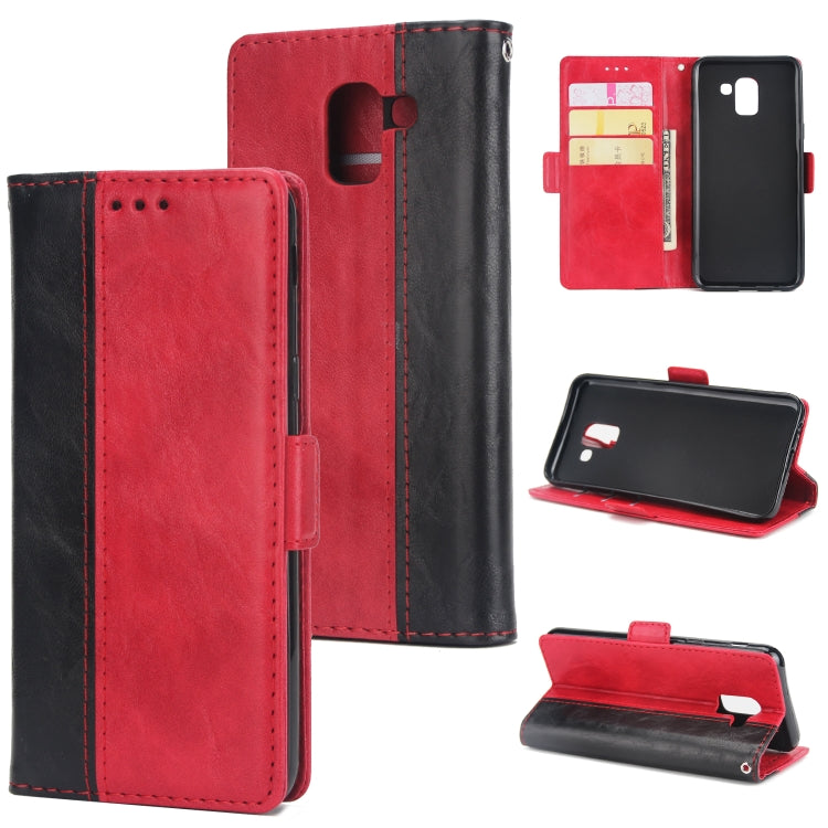 For Galaxy J6 (2018) Retro Texture Contrast Color Splicing Horizontal Flip TPU + PU Leather Case with Card Slots & Holder & Wallet