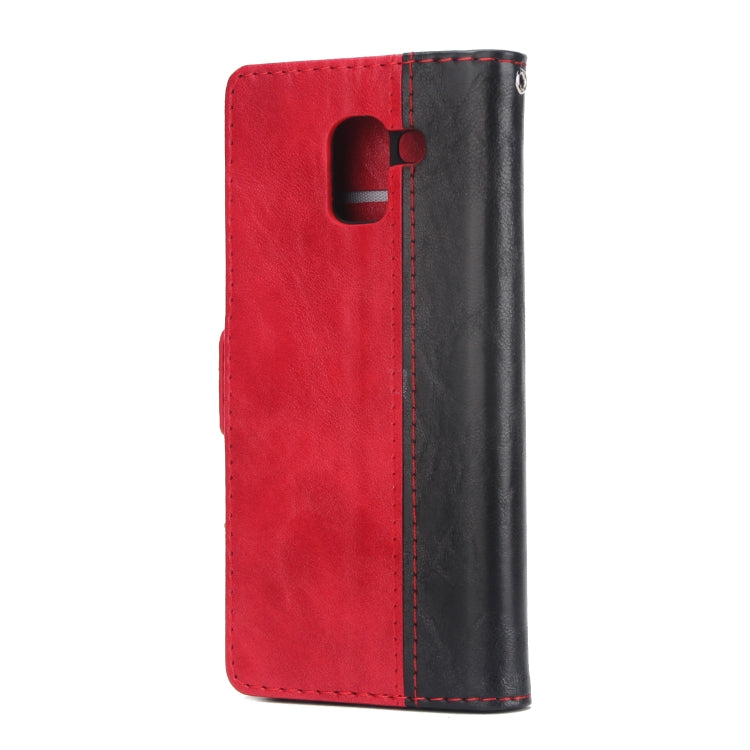 For Galaxy J6 (2018) Retro Texture Contrast Color Splicing Horizontal Flip TPU + PU Leather Case with Card Slots & Holder & Wallet