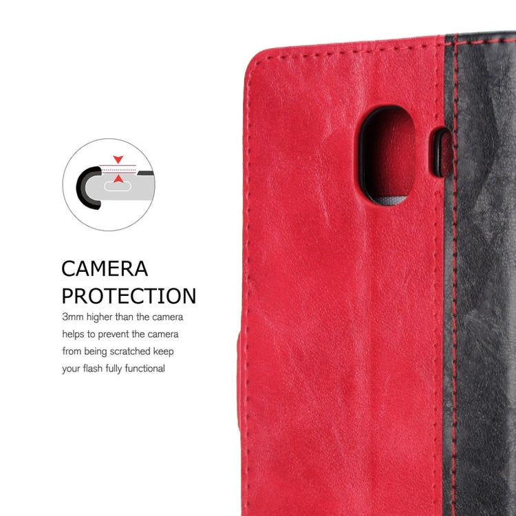 For Galaxy J6 (2018) Retro Texture Contrast Color Splicing Horizontal Flip TPU + PU Leather Case with Card Slots & Holder & Wallet