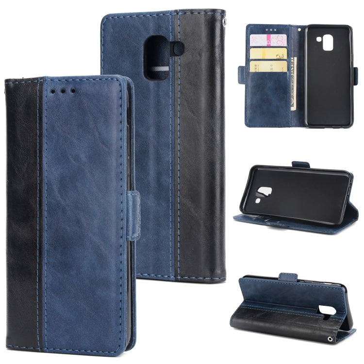 For Galaxy J6 (2018) Retro Texture Contrast Color Splicing Horizontal Flip TPU + PU Leather Case with Card Slots & Holder & Wallet