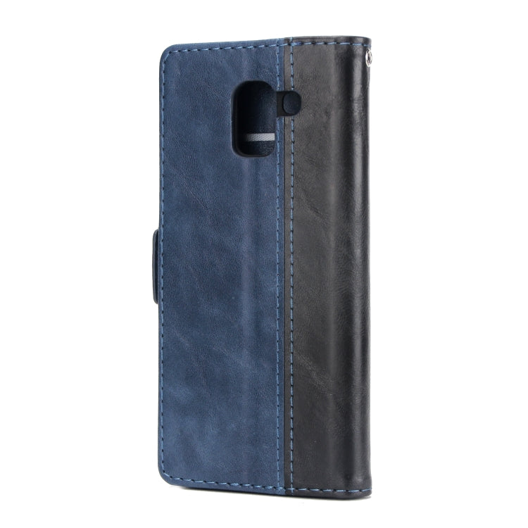For Galaxy J6 (2018) Retro Texture Contrast Color Splicing Horizontal Flip TPU + PU Leather Case with Card Slots & Holder & Wallet
