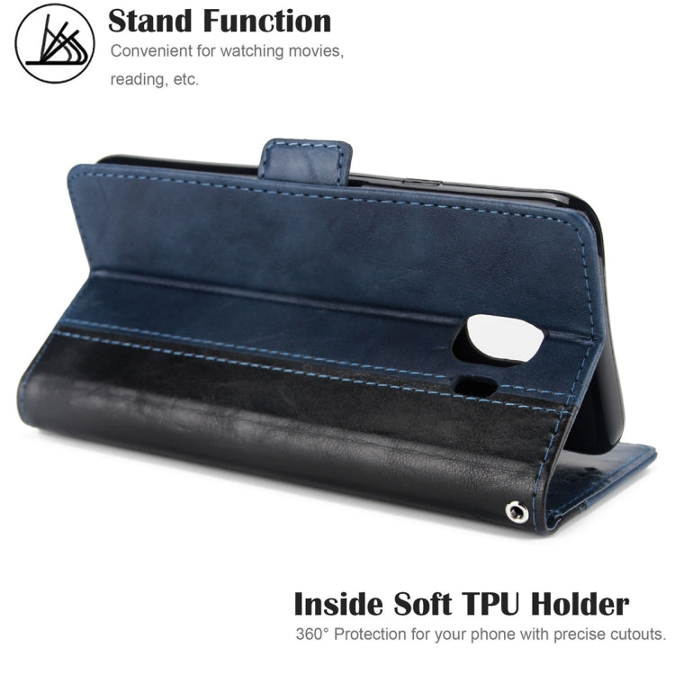 For Galaxy J6 (2018) Retro Texture Contrast Color Splicing Horizontal Flip TPU + PU Leather Case with Card Slots & Holder & Wallet