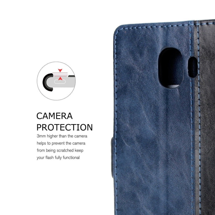 For Galaxy J6 (2018) Retro Texture Contrast Color Splicing Horizontal Flip TPU + PU Leather Case with Card Slots & Holder & Wallet