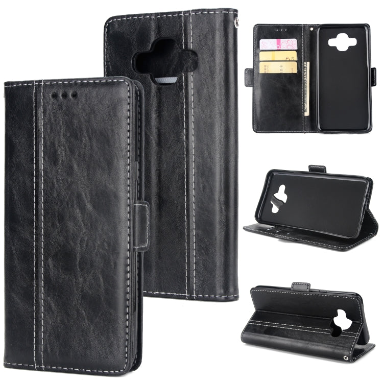 For Galaxy J7 Duo Retro Texture Contrast Color Splicing Horizontal Flip TPU + PU Leather Case with Card Slots & Holder & Wallet