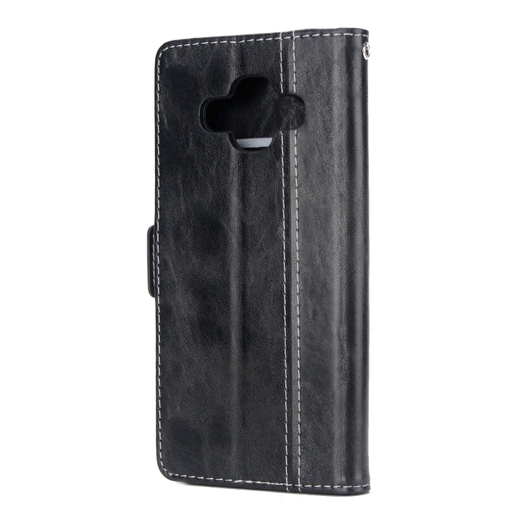 For Galaxy J7 Duo Retro Texture Contrast Color Splicing Horizontal Flip TPU + PU Leather Case with Card Slots & Holder & Wallet