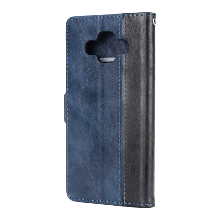 For Galaxy J7 Duo Retro Texture Contrast Color Splicing Horizontal Flip TPU + PU Leather Case with Card Slots & Holder & Wallet