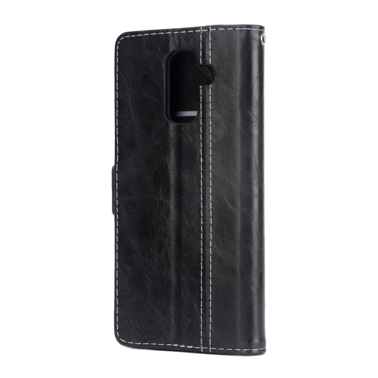 For Galaxy J8 Retro Texture Contrast Color Splicing Horizontal Flip TPU + PU Leather Case with Card Slots & Holder & Wallet