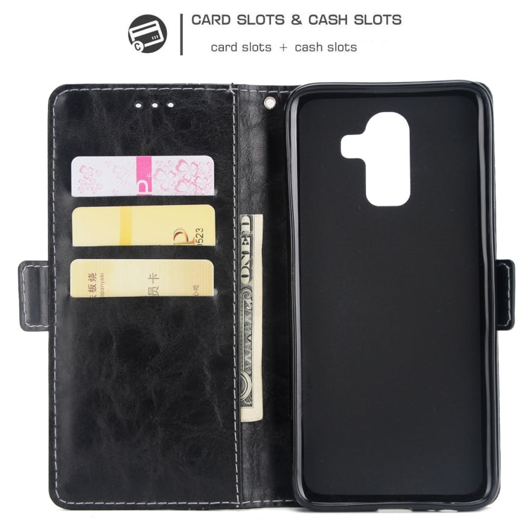 For Galaxy J8 Retro Texture Contrast Color Splicing Horizontal Flip TPU + PU Leather Case with Card Slots & Holder & Wallet