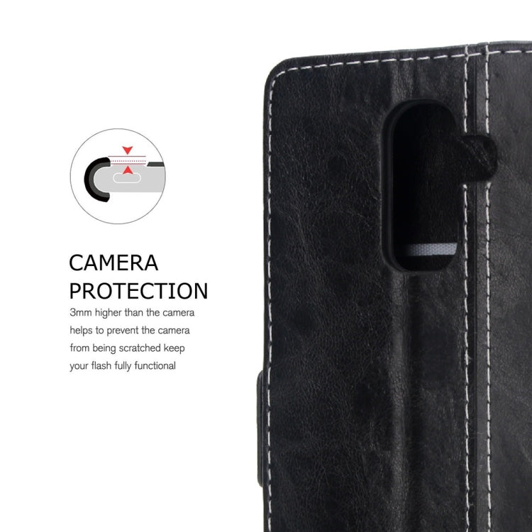 For Galaxy J8 Retro Texture Contrast Color Splicing Horizontal Flip TPU + PU Leather Case with Card Slots & Holder & Wallet