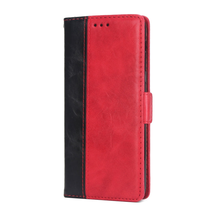 For Galaxy J8 Retro Texture Contrast Color Splicing Horizontal Flip TPU + PU Leather Case with Card Slots & Holder & Wallet