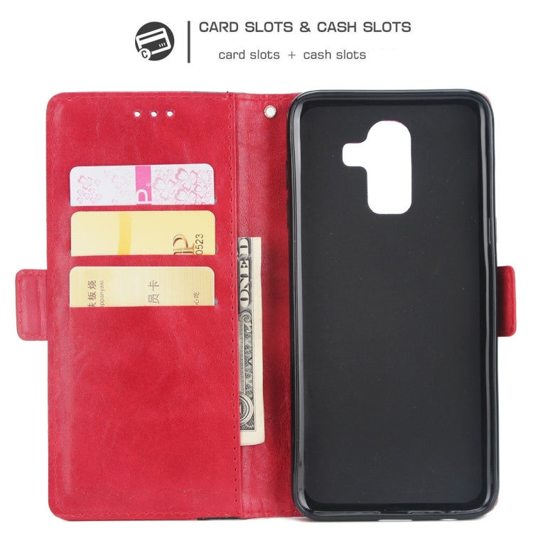 For Galaxy J8 Retro Texture Contrast Color Splicing Horizontal Flip TPU + PU Leather Case with Card Slots & Holder & Wallet