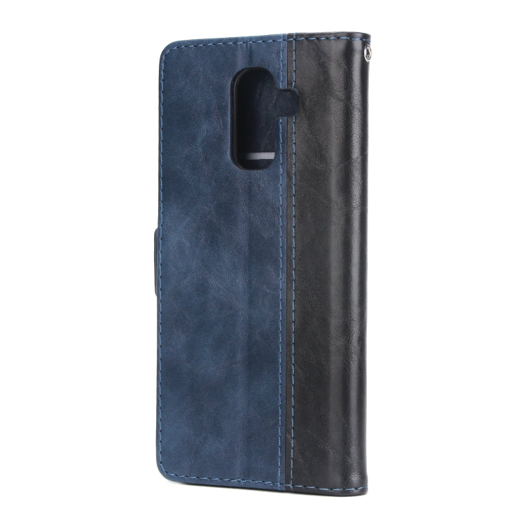For Galaxy J8 Retro Texture Contrast Color Splicing Horizontal Flip TPU + PU Leather Case with Card Slots & Holder & Wallet
