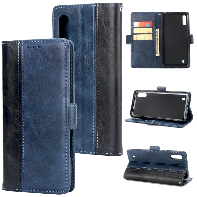 For Galaxy M10 Retro Texture Contrast Color Splicing Horizontal Flip TPU + PU Leather Case with Card Slots & Holder & Wallet