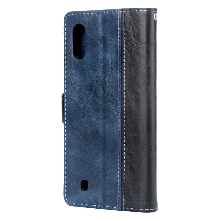 For Galaxy M10 Retro Texture Contrast Color Splicing Horizontal Flip TPU + PU Leather Case with Card Slots & Holder & Wallet