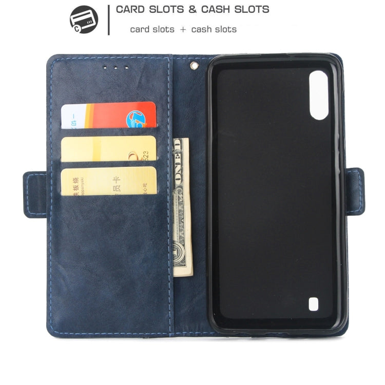 For Galaxy M10 Retro Texture Contrast Color Splicing Horizontal Flip TPU + PU Leather Case with Card Slots & Holder & Wallet