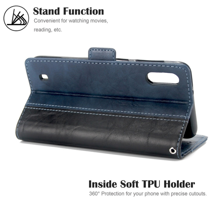 For Galaxy M10 Retro Texture Contrast Color Splicing Horizontal Flip TPU + PU Leather Case with Card Slots & Holder & Wallet