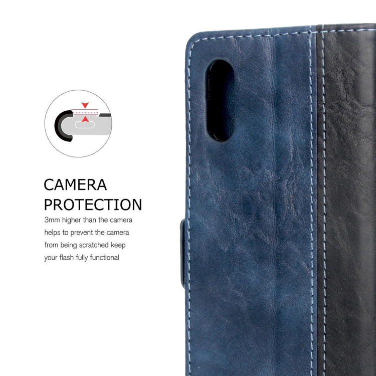 For Galaxy M10 Retro Texture Contrast Color Splicing Horizontal Flip TPU + PU Leather Case with Card Slots & Holder & Wallet