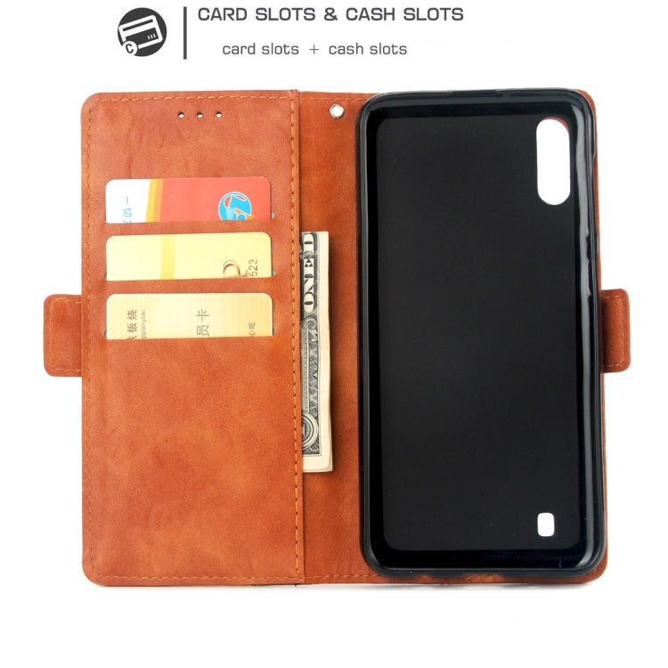 For Galaxy M10 Retro Texture Contrast Color Splicing Horizontal Flip TPU + PU Leather Case with Card Slots & Holder & Wallet
