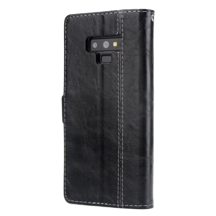 For Galaxy Note9 Retro Texture Contrast Color Splicing Horizontal Flip TPU + PU Leather Case with Card Slots & Holder & Wallet