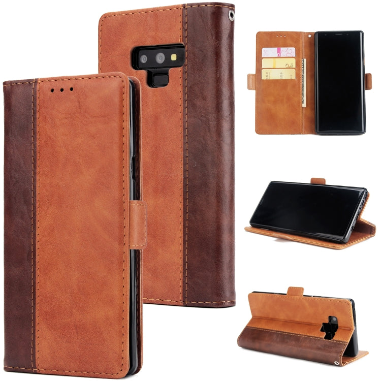 For Galaxy Note9 Retro Texture Contrast Color Splicing Horizontal Flip TPU + PU Leather Case with Card Slots & Holder & Wallet
