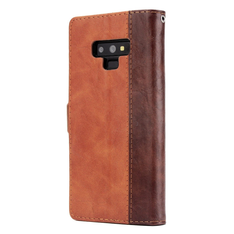 For Galaxy Note9 Retro Texture Contrast Color Splicing Horizontal Flip TPU + PU Leather Case with Card Slots & Holder & Wallet