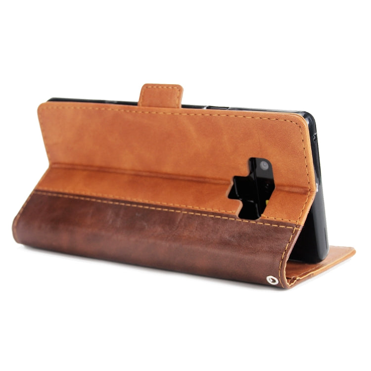 For Galaxy Note9 Retro Texture Contrast Color Splicing Horizontal Flip TPU + PU Leather Case with Card Slots & Holder & Wallet