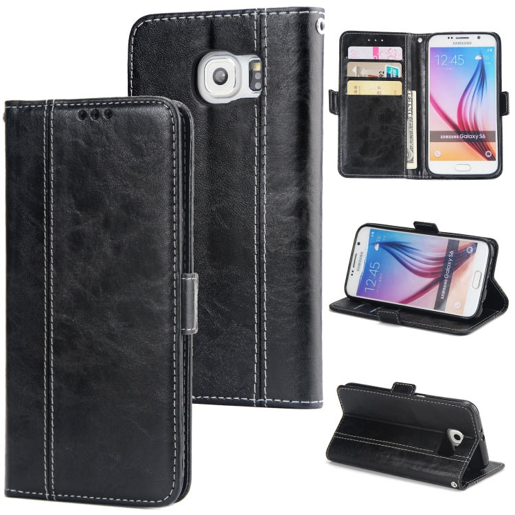 For Galaxy S6 Retro Texture Contrast Color Splicing Horizontal Flip TPU + PU Leather Case with Card Slots & Holder & Wallet