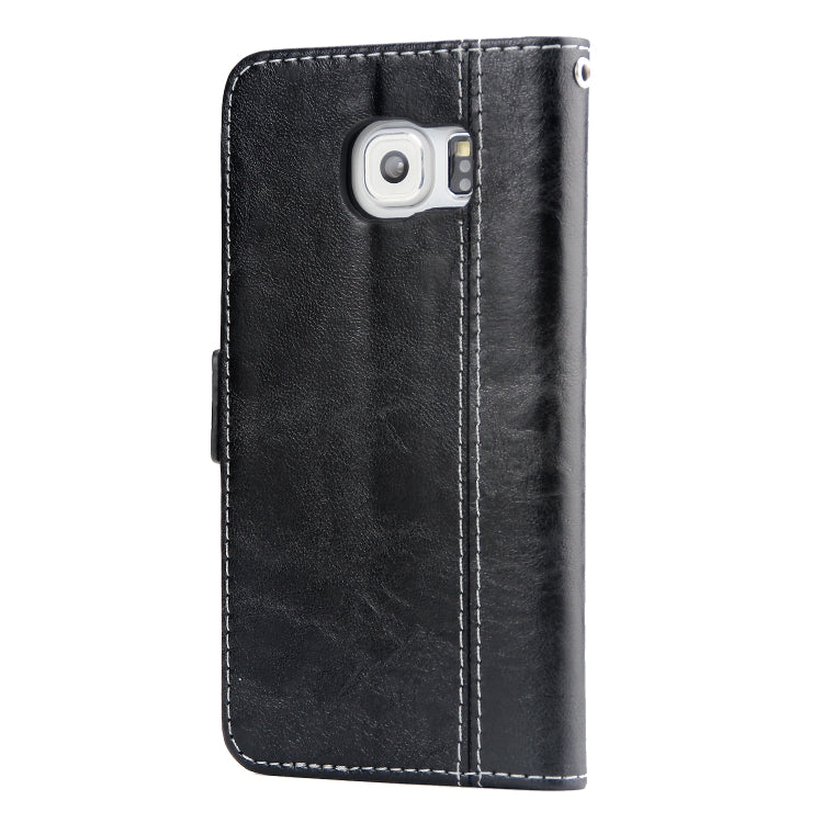 For Galaxy S6 Retro Texture Contrast Color Splicing Horizontal Flip TPU + PU Leather Case with Card Slots & Holder & Wallet