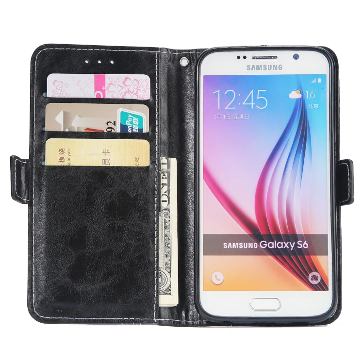 For Galaxy S6 Retro Texture Contrast Color Splicing Horizontal Flip TPU + PU Leather Case with Card Slots & Holder & Wallet