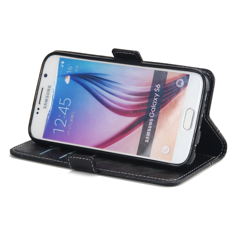 For Galaxy S6 Retro Texture Contrast Color Splicing Horizontal Flip TPU + PU Leather Case with Card Slots & Holder & Wallet