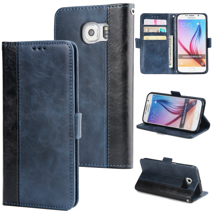 For Galaxy S6 Retro Texture Contrast Color Splicing Horizontal Flip TPU + PU Leather Case with Card Slots & Holder & Wallet