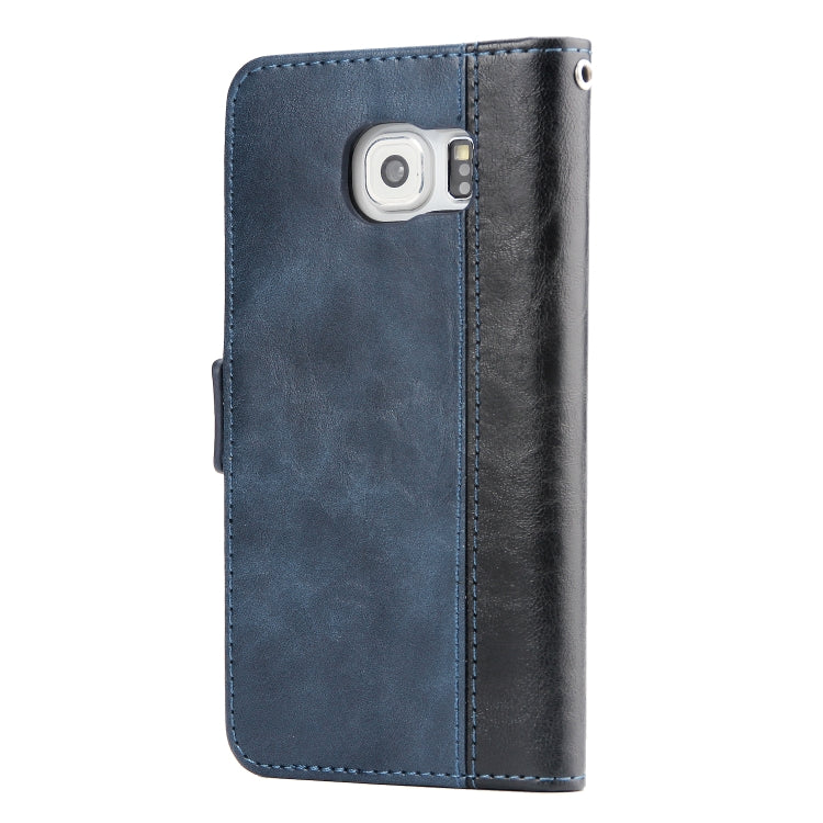 For Galaxy S6 Retro Texture Contrast Color Splicing Horizontal Flip TPU + PU Leather Case with Card Slots & Holder & Wallet