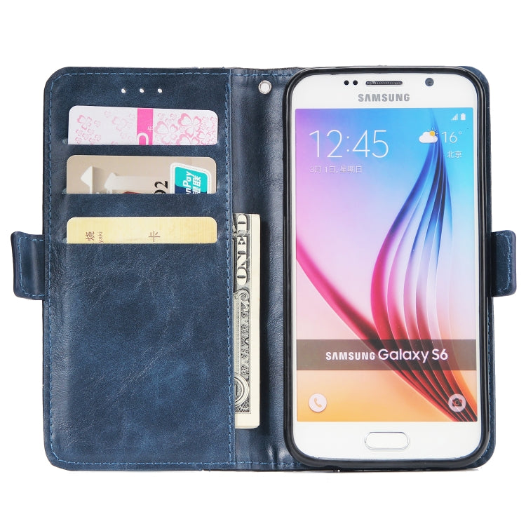 For Galaxy S6 Retro Texture Contrast Color Splicing Horizontal Flip TPU + PU Leather Case with Card Slots & Holder & Wallet