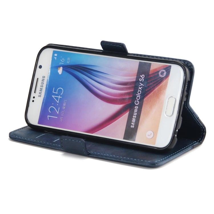For Galaxy S6 Retro Texture Contrast Color Splicing Horizontal Flip TPU + PU Leather Case with Card Slots & Holder & Wallet