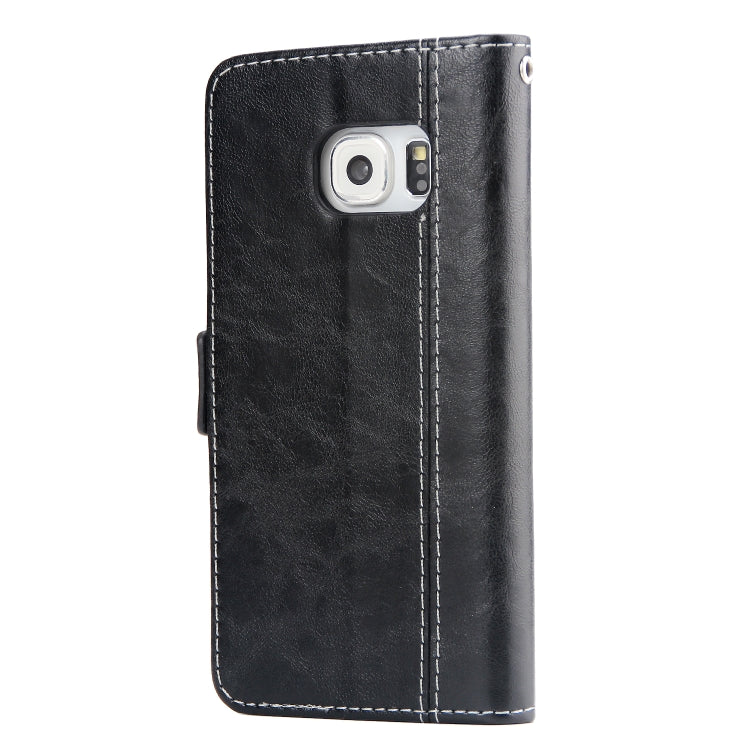 For Galaxy S6 Edge Retro Texture Contrast Color Splicing Horizontal Flip TPU + PU Leather Case with Card Slots & Holder & Wallet