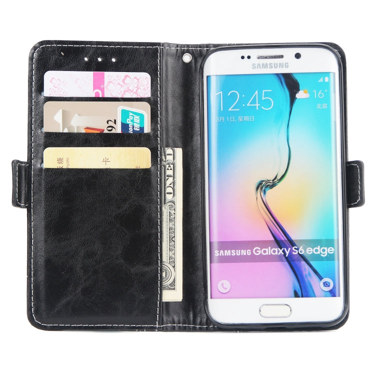 For Galaxy S6 Edge Retro Texture Contrast Color Splicing Horizontal Flip TPU + PU Leather Case with Card Slots & Holder & Wallet