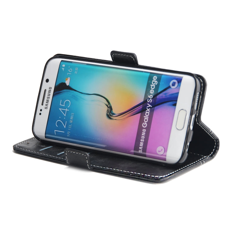 For Galaxy S6 Edge Retro Texture Contrast Color Splicing Horizontal Flip TPU + PU Leather Case with Card Slots & Holder & Wallet