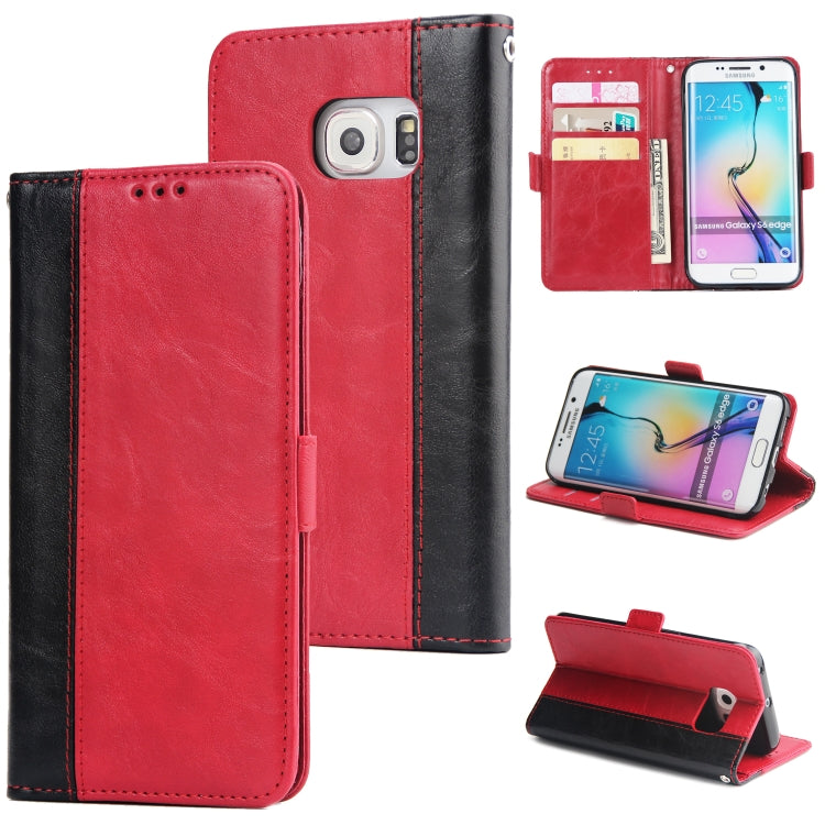 For Galaxy S6 Edge Retro Texture Contrast Color Splicing Horizontal Flip TPU + PU Leather Case with Card Slots & Holder & Wallet