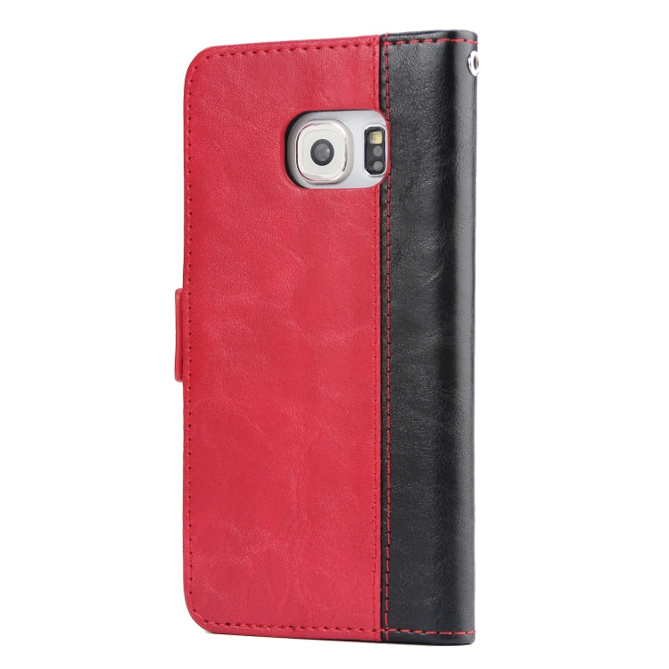 For Galaxy S6 Edge Retro Texture Contrast Color Splicing Horizontal Flip TPU + PU Leather Case with Card Slots & Holder & Wallet