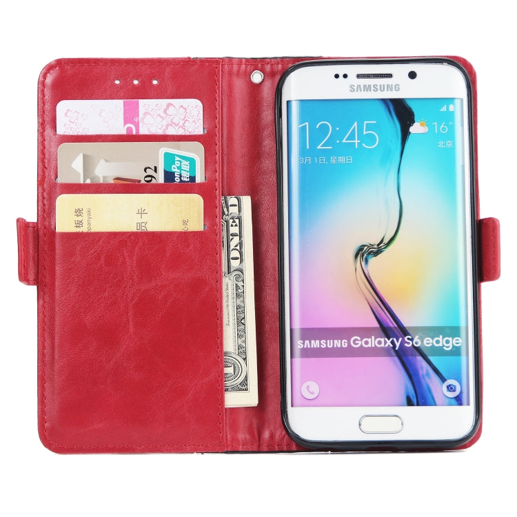For Galaxy S6 Edge Retro Texture Contrast Color Splicing Horizontal Flip TPU + PU Leather Case with Card Slots & Holder & Wallet