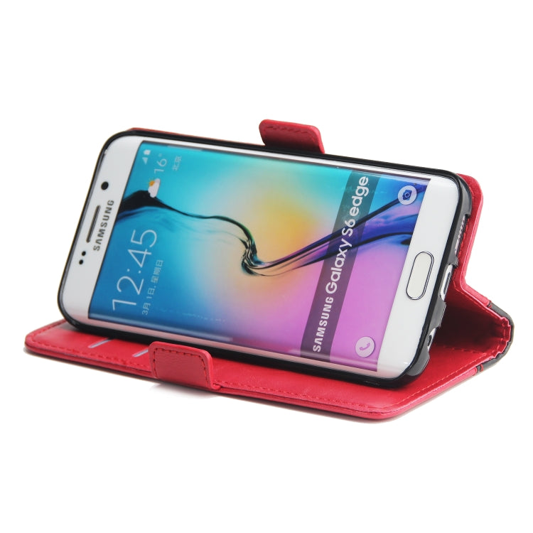 For Galaxy S6 Edge Retro Texture Contrast Color Splicing Horizontal Flip TPU + PU Leather Case with Card Slots & Holder & Wallet