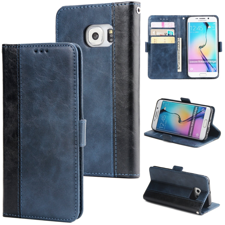 For Galaxy S6 Edge Retro Texture Contrast Color Splicing Horizontal Flip TPU + PU Leather Case with Card Slots & Holder & Wallet