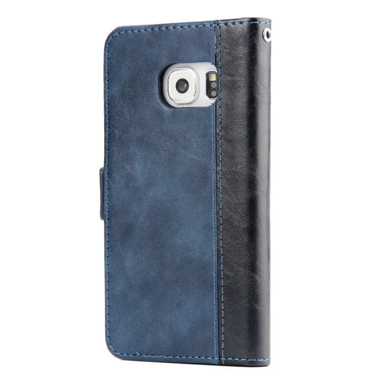For Galaxy S6 Edge Retro Texture Contrast Color Splicing Horizontal Flip TPU + PU Leather Case with Card Slots & Holder & Wallet