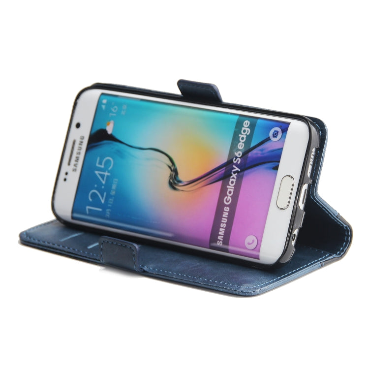 For Galaxy S6 Edge Retro Texture Contrast Color Splicing Horizontal Flip TPU + PU Leather Case with Card Slots & Holder & Wallet