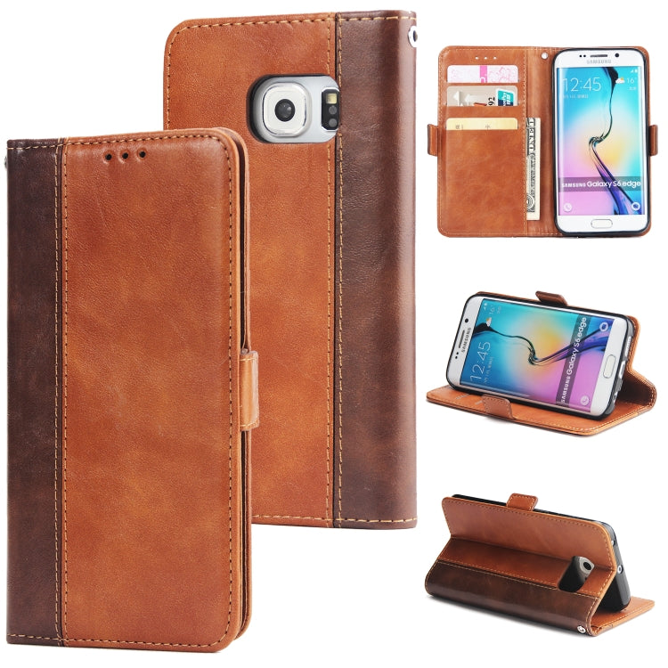 For Galaxy S6 Edge Retro Texture Contrast Color Splicing Horizontal Flip TPU + PU Leather Case with Card Slots & Holder & Wallet