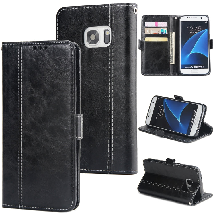 For Galaxy S7 Retro Texture Contrast Color Splicing Horizontal Flip TPU + PU Leather Case with Card Slots & Holder & Wallet