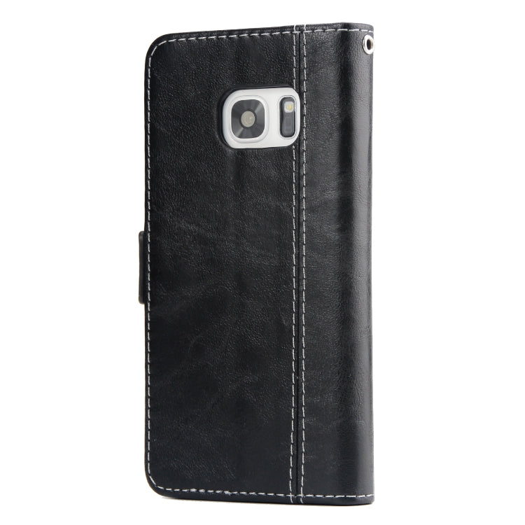 For Galaxy S7 Retro Texture Contrast Color Splicing Horizontal Flip TPU + PU Leather Case with Card Slots & Holder & Wallet